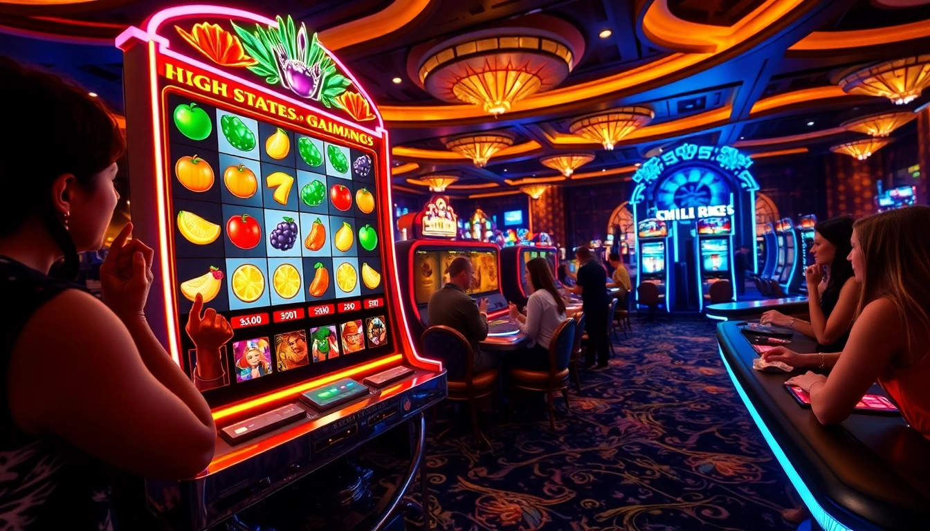 Experience the thrill of winning with pen4d at a vibrant slot machine in a luxury casino setting.